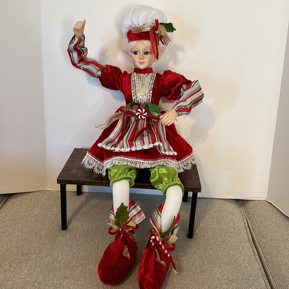 Peppermint Christmas Posable Elf Fairy Shelf Sitter 30” NWT Martha Stewart - Picture 1 of 12